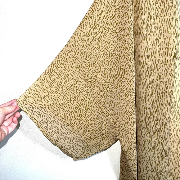 aerie Tan & Brown Animal Print Open Front Semi-sheer Kimono One Size Women’s - Picture 4 of 11